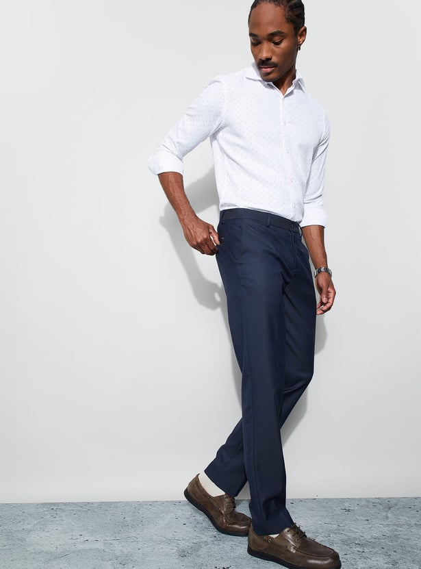CODE Textured Slim Tapered Formal Trousers