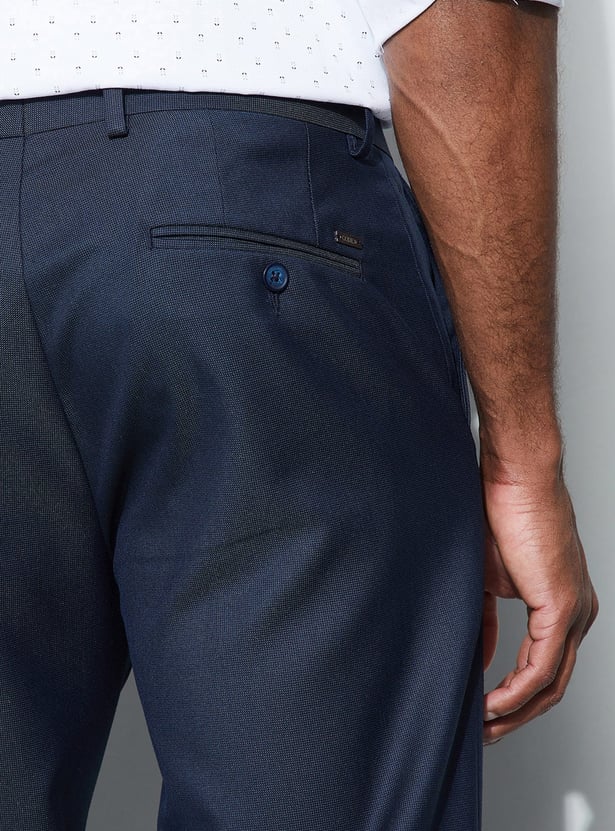 CODE Textured Slim Tapered Formal Trousers