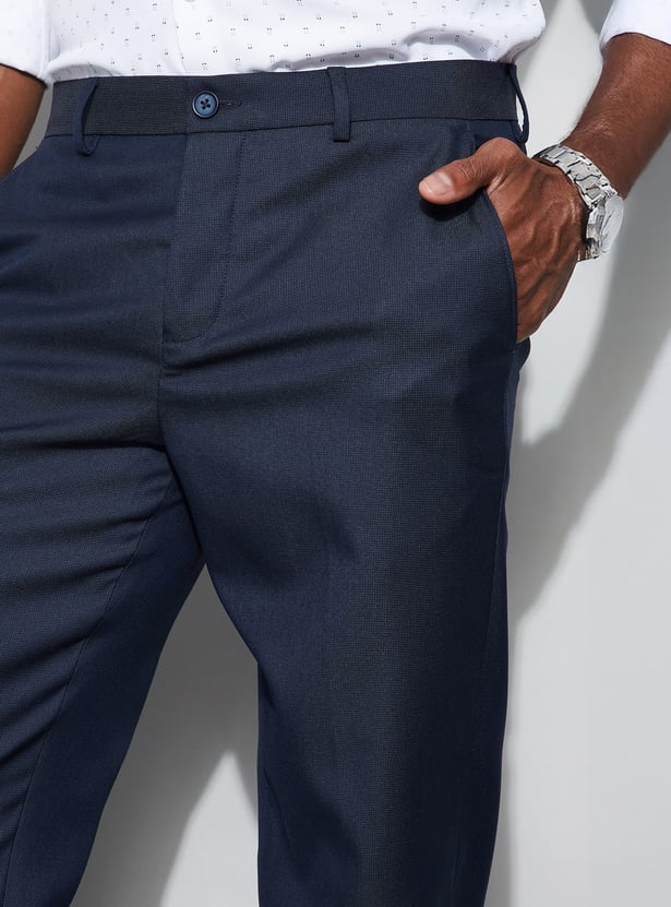 CODE Textured Slim Tapered Formal Trousers