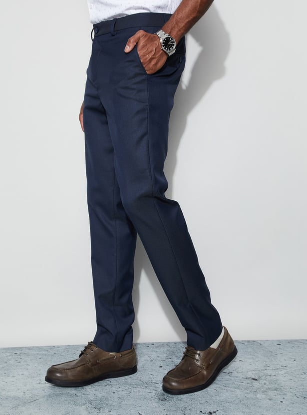 CODE Textured Slim Tapered Formal Trousers