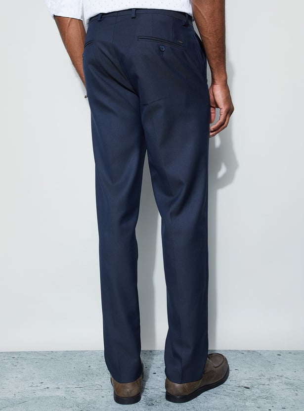 CODE Textured Slim Tapered Formal Trousers