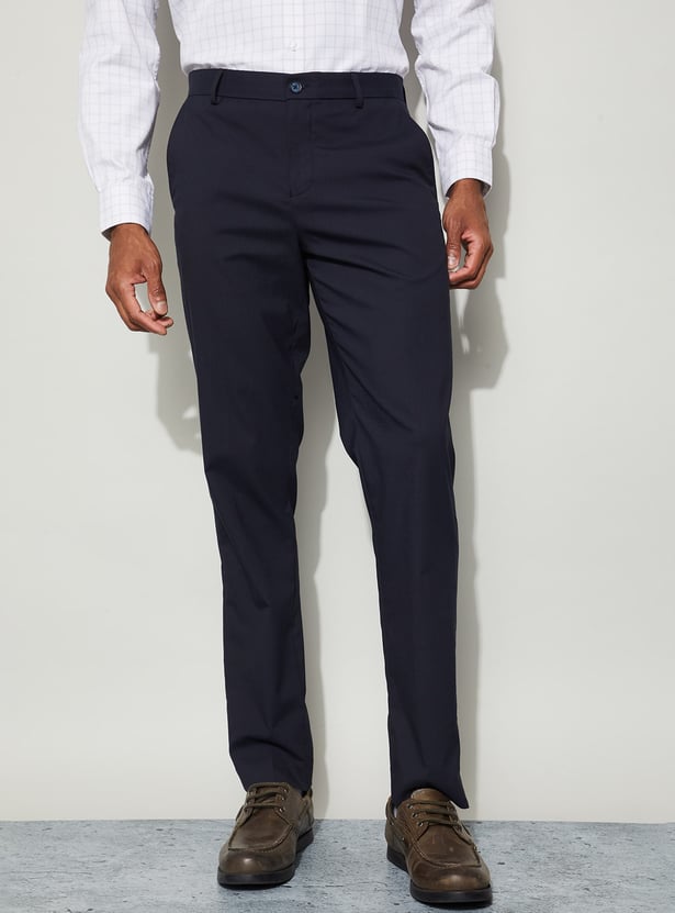 CODE Solid Slim Tapered Formal Trousers