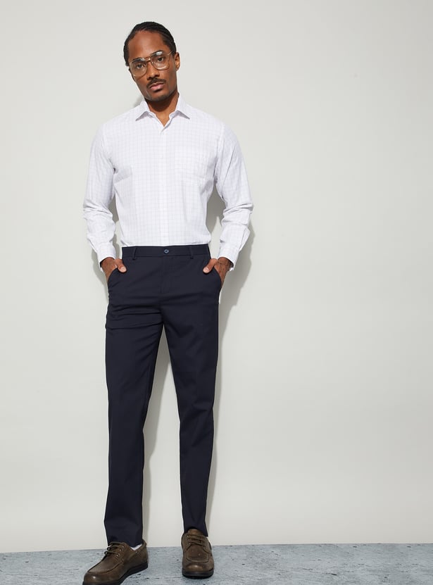 CODE Solid Slim Tapered Formal Trousers