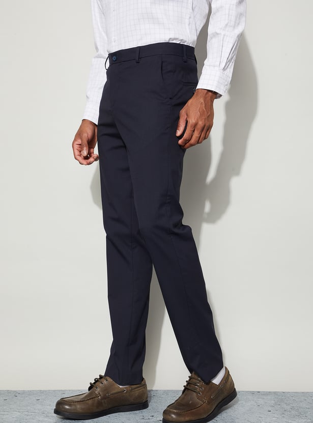 CODE Solid Slim Tapered Formal Trousers