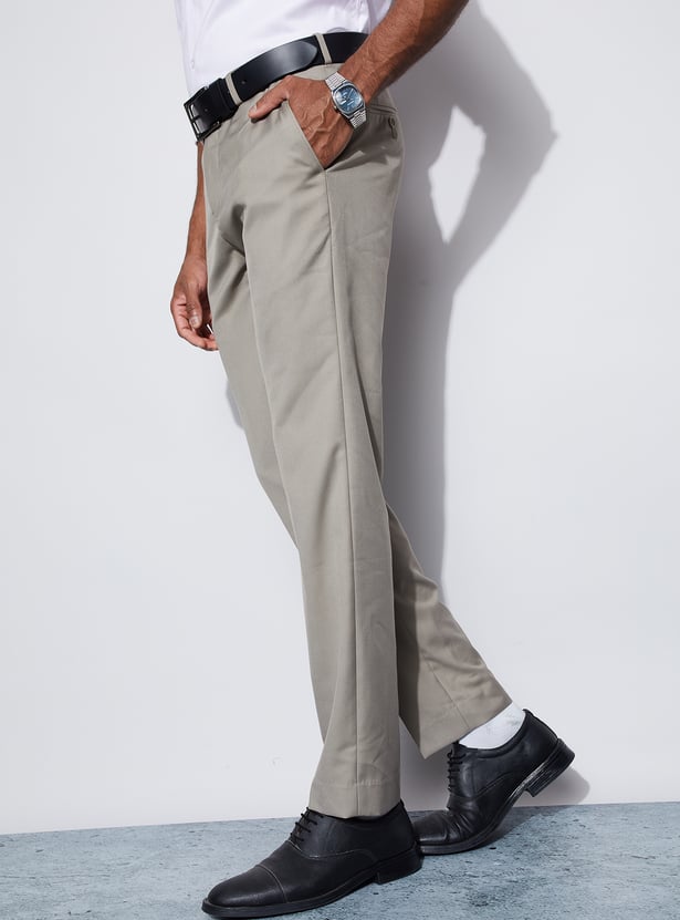 CODE Solid Slim Tapered Formal Trousers