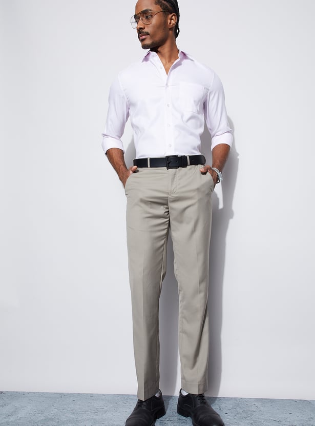 CODE Solid Slim Tapered Formal Trousers