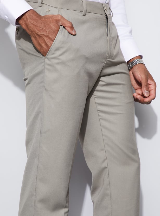 CODE Solid Slim Tapered Formal Trousers