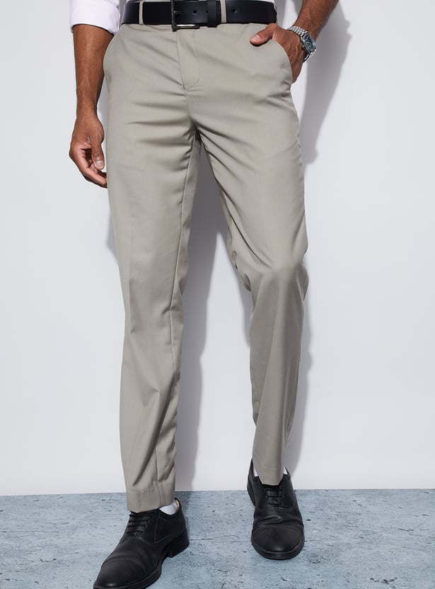 CODE Solid Slim Tapered Formal Trousers
