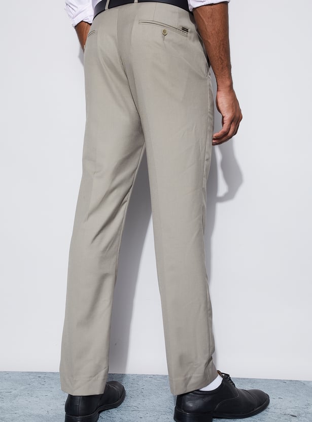 CODE Solid Slim Tapered Formal Trousers