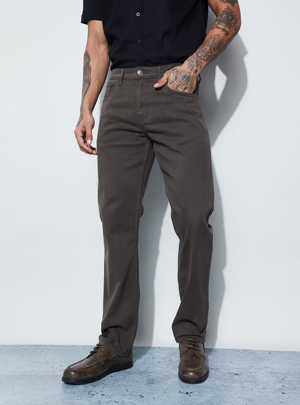 DENIMIZE Solid Slim Straight Jeans