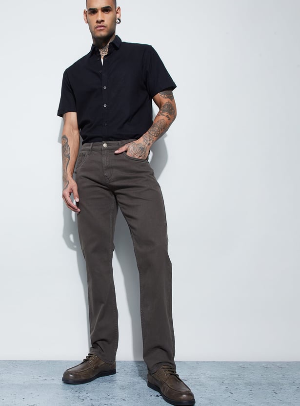 DENIMIZE Solid Slim Straight Jeans