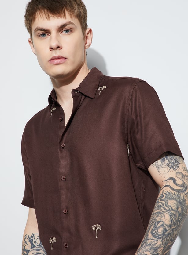 FAME FOREVER Embroidered Smart Fit Shirt