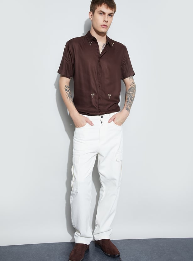 FAME FOREVER Embroidered Smart Fit Shirt