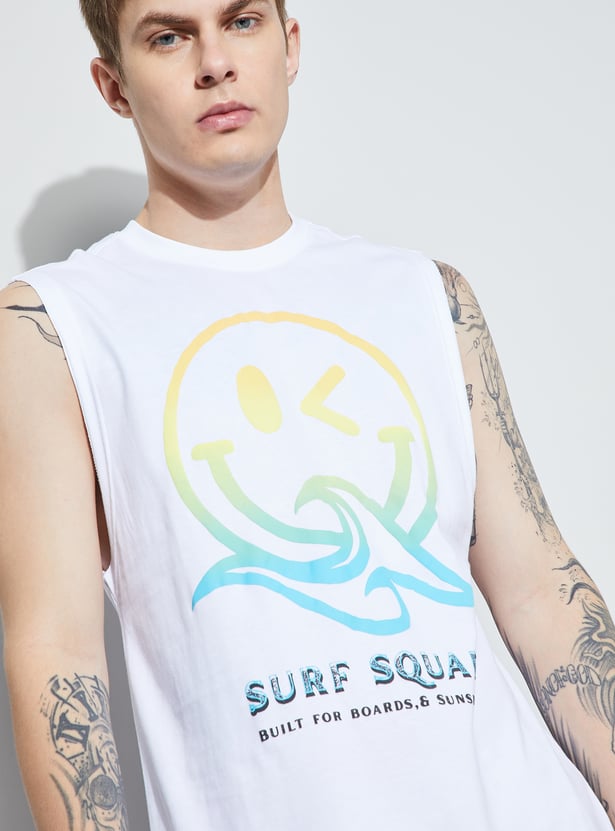 SmileyWorld Printed Sleeveless T-shirt