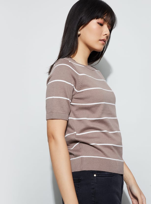 FAME FOREVER Striped Knitted Top