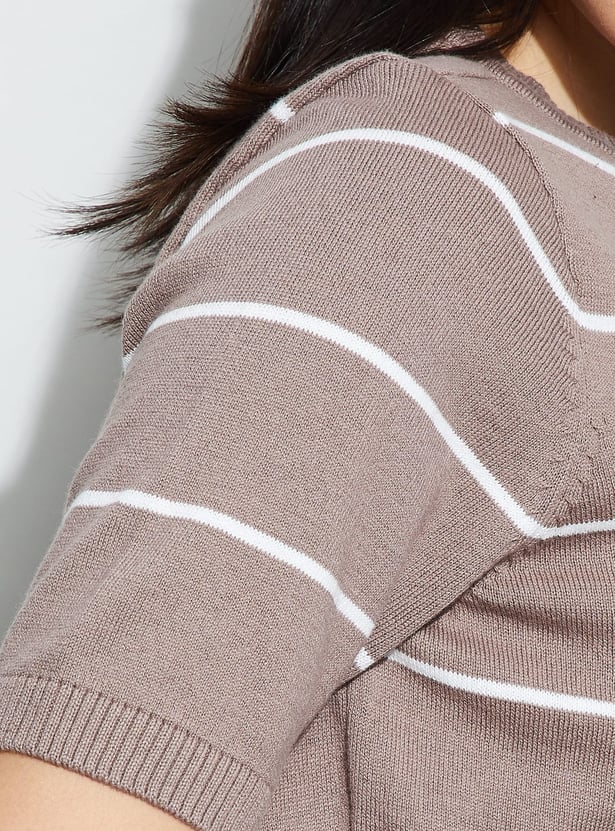 FAME FOREVER Striped Knitted Top