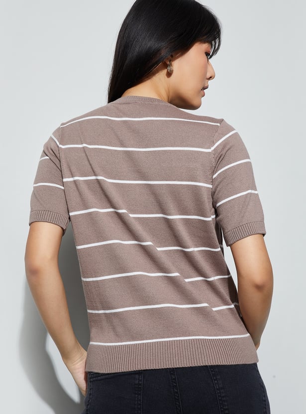 FAME FOREVER Striped Knitted Top