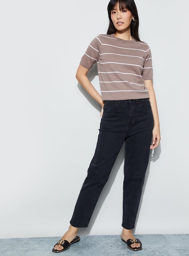 FAME FOREVER Striped Knitted Top