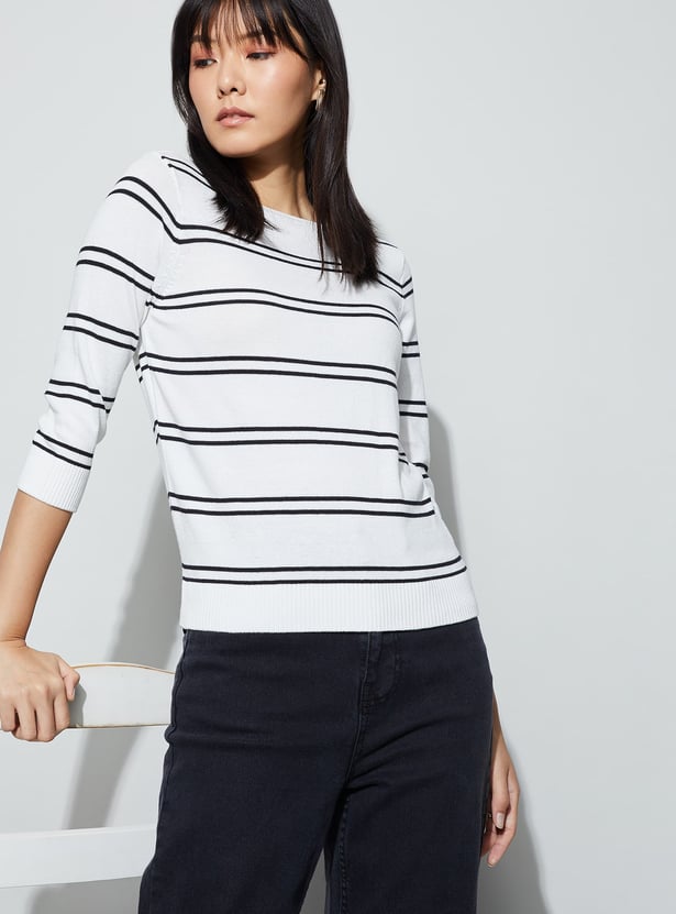 FAME FOREVER Striped Knitted Top