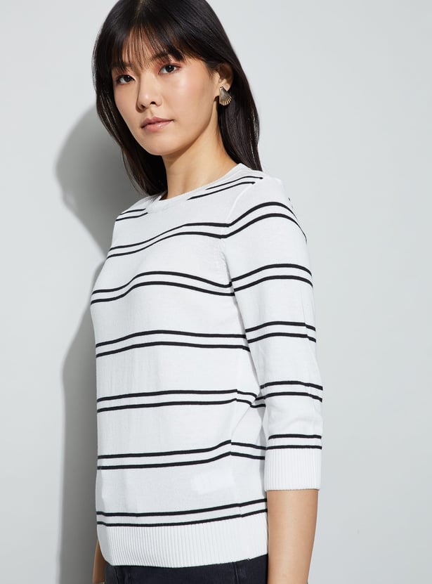 FAME FOREVER Striped Knitted Top