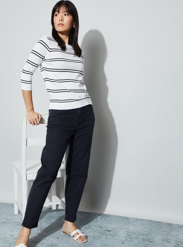 FAME FOREVER Striped Knitted Top