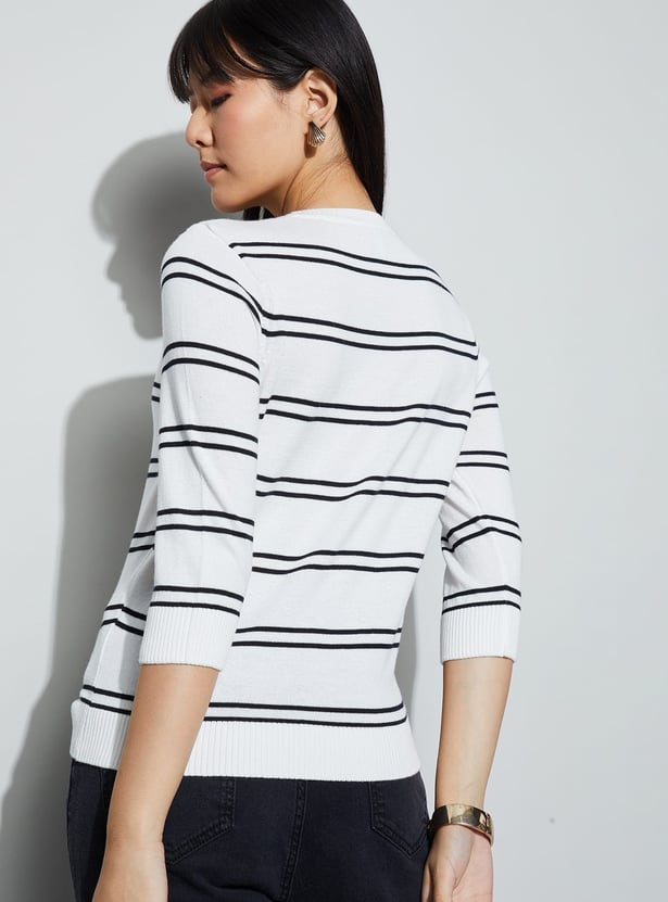 FAME FOREVER Striped Knitted Top