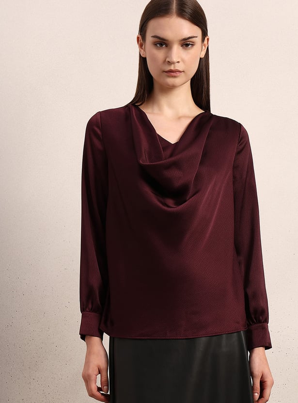 VERO MODA Solid Cowl Neck Top