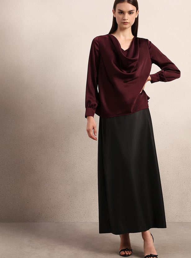 VERO MODA Solid Cowl Neck Top