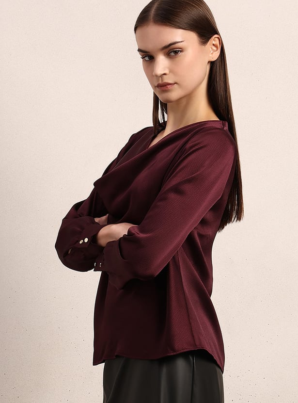 VERO MODA Solid Cowl Neck Top