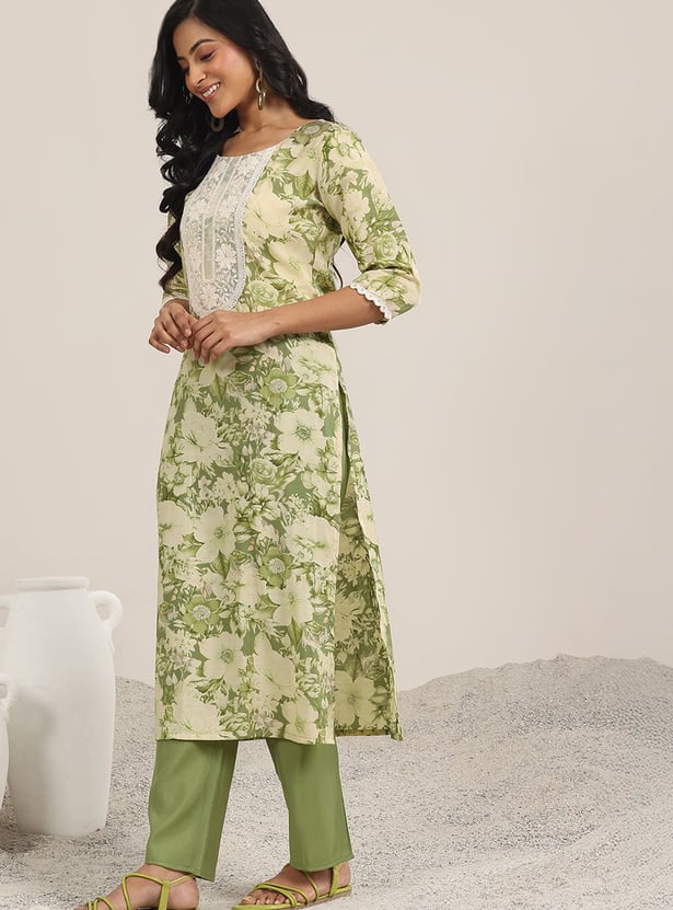 LIBAS Floral Print Straight Kurta Set