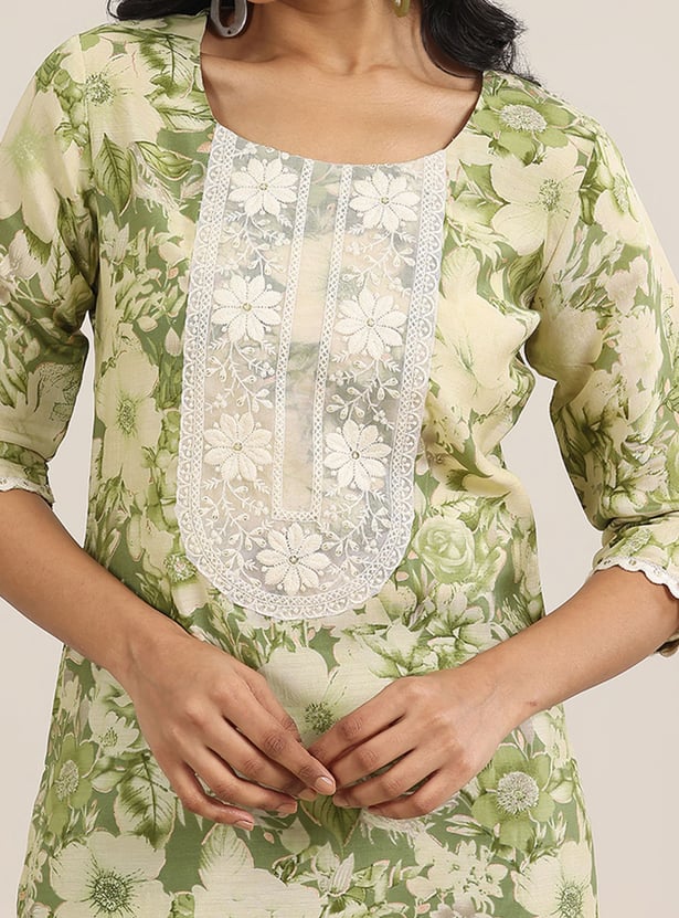 LIBAS Floral Print Straight Kurta Set