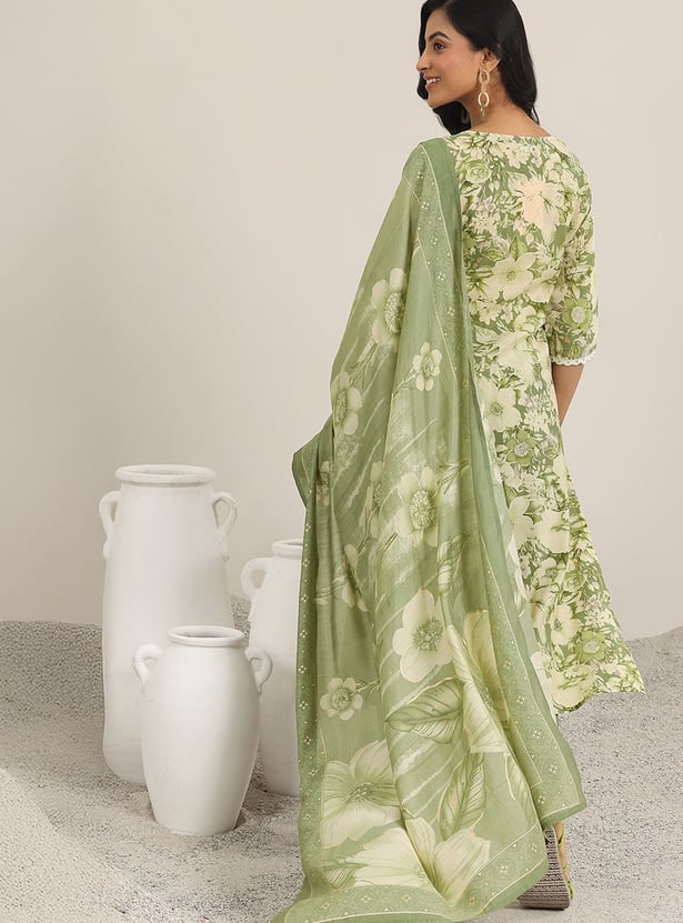 LIBAS Floral Print Straight Kurta Set