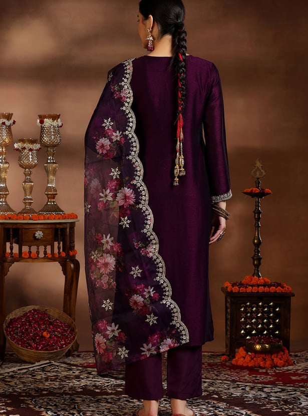 LIBAS Embroidered Straight Kurta Set