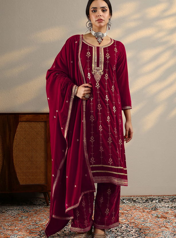 LIBAS Embroidered Straight Kurta Set