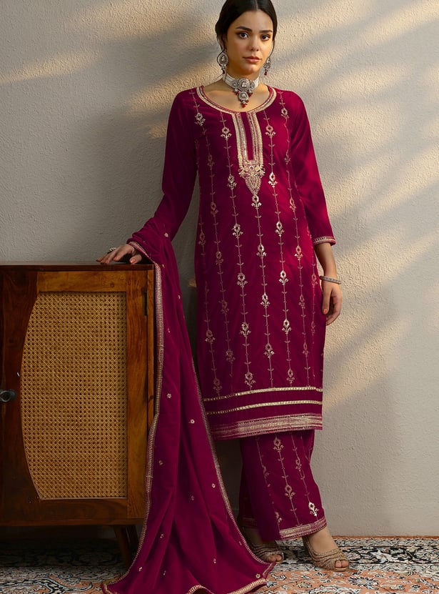 LIBAS Embroidered Straight Kurta Set