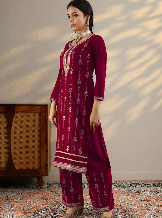 LIBAS Embroidered Straight Kurta Set