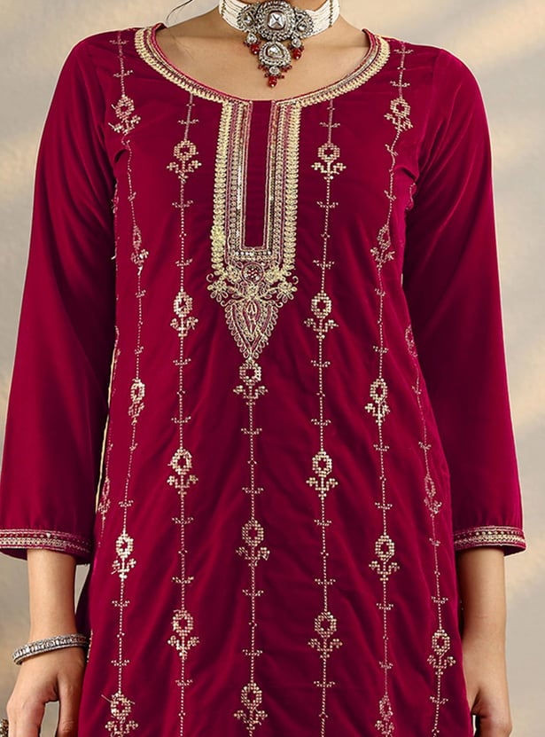 LIBAS Embroidered Straight Kurta Set