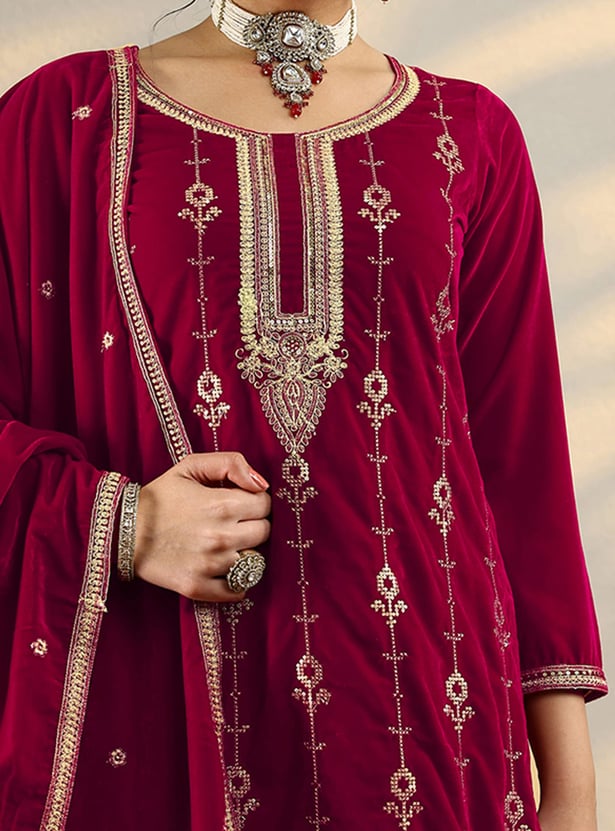 LIBAS Embroidered Straight Kurta Set