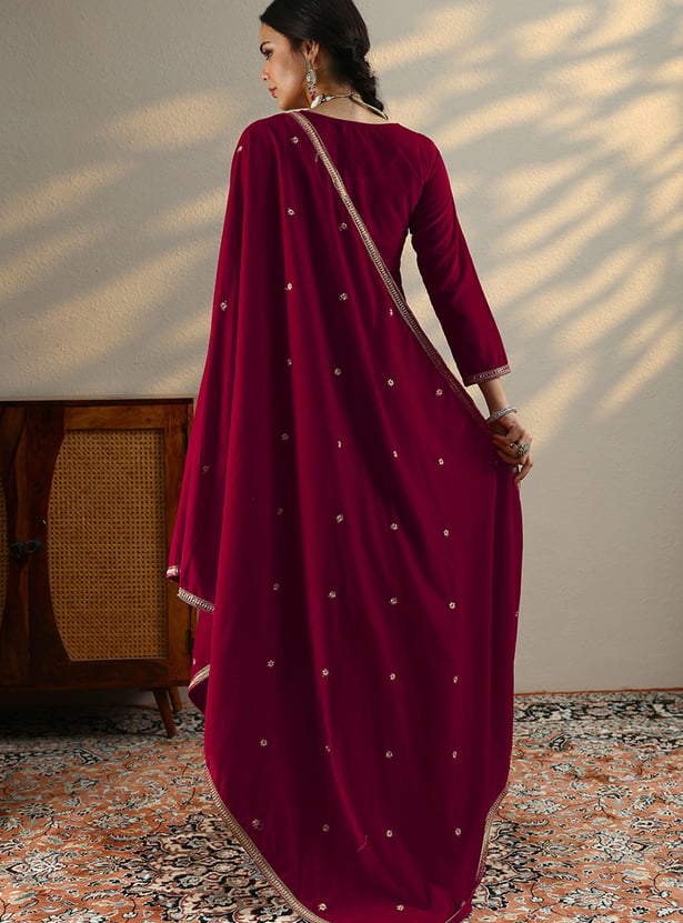 LIBAS Embroidered Straight Kurta Set