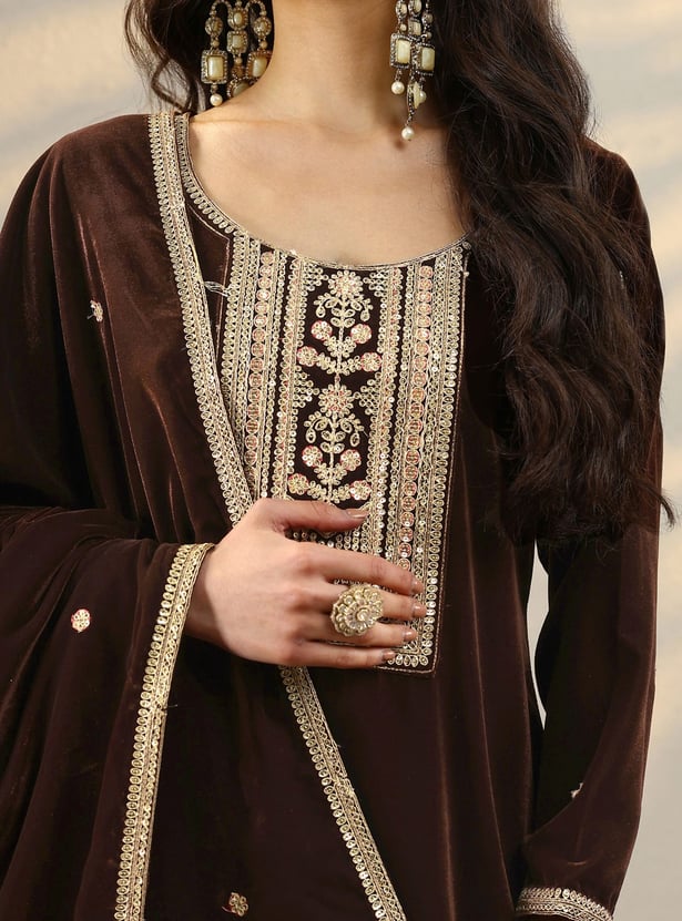 LIBAS Embroidered A-Line Kurta Set
