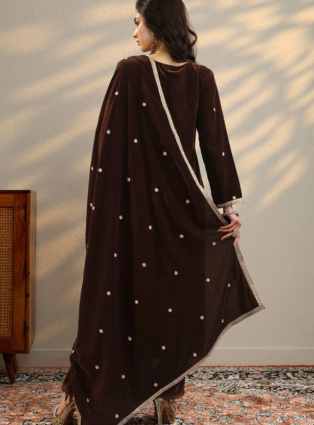LIBAS Embroidered A-Line Kurta Set