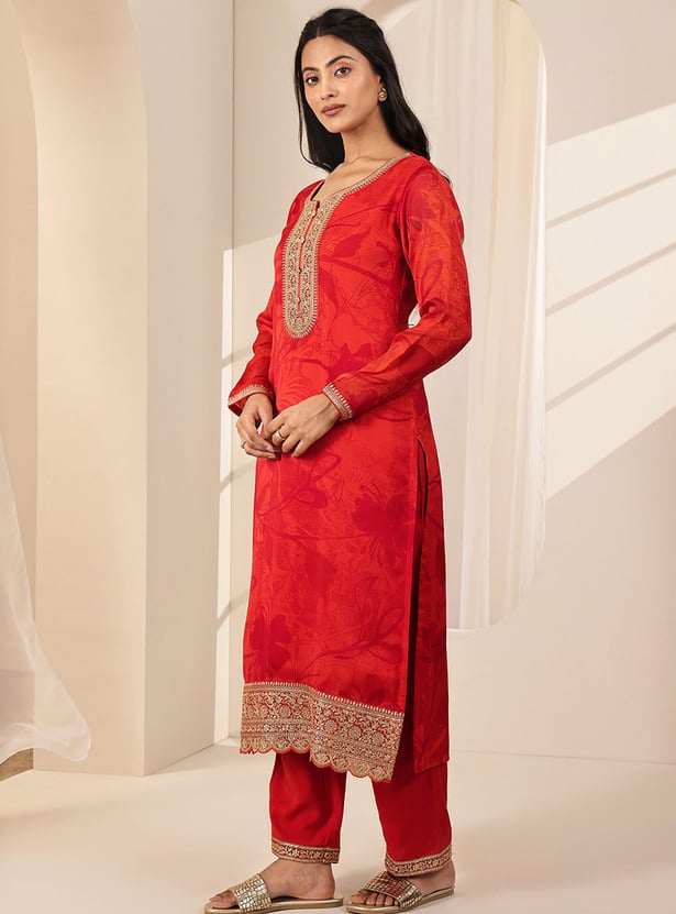 LIBAS Embroidered Straight Kurta Set