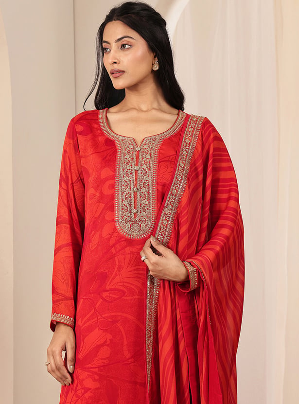 LIBAS Embroidered Straight Kurta Set