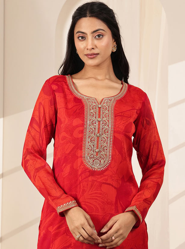 LIBAS Embroidered Straight Kurta Set
