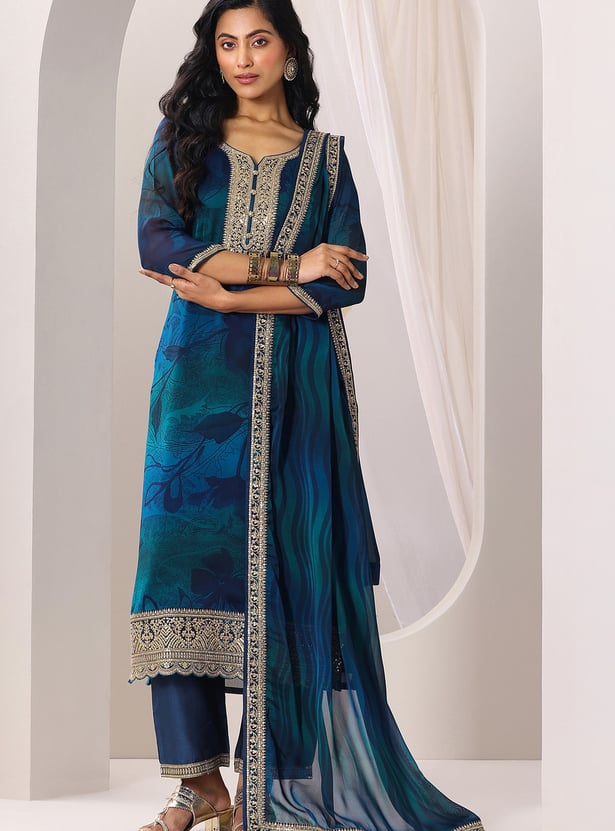 LIBAS Embroidered Straight Kurta Set