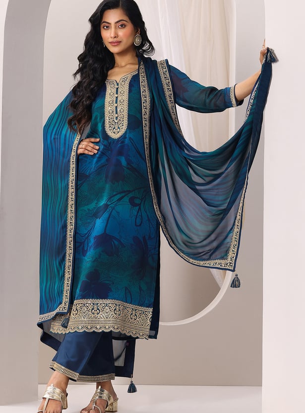 LIBAS Embroidered Straight Kurta Set