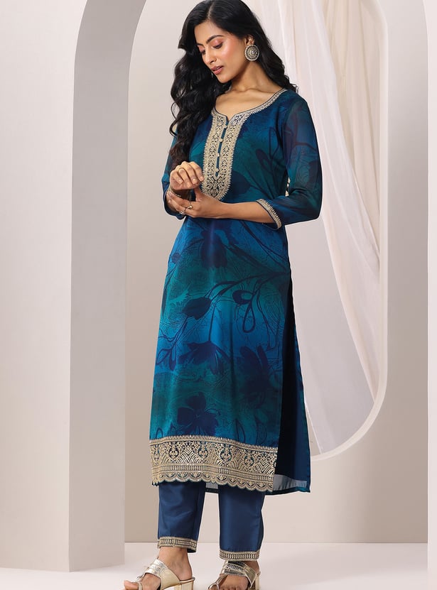 LIBAS Embroidered Straight Kurta Set