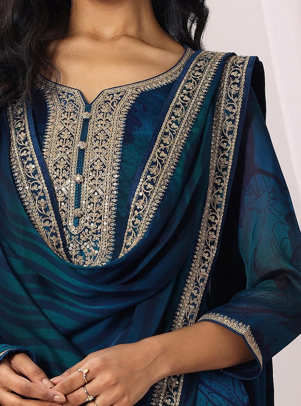 LIBAS Embroidered Straight Kurta Set