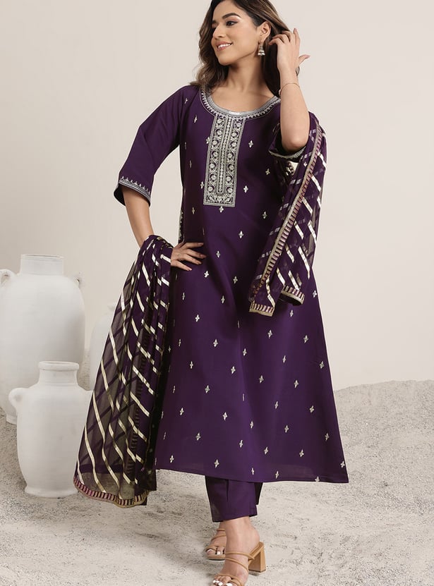 LIBAS Embroidered Straight Kurta Set
