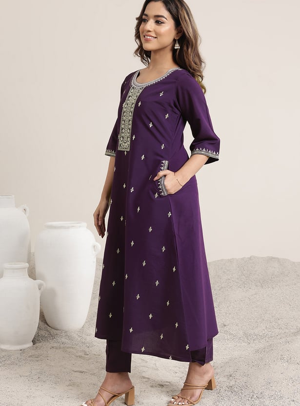 LIBAS Embroidered Straight Kurta Set
